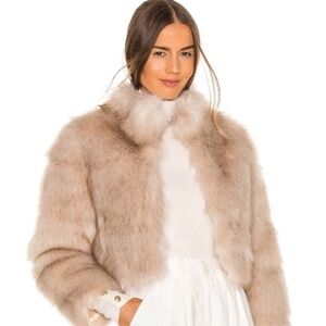 Tatiana Faux Fur Jacket in Cream Nookie Color: Cream Size: S
